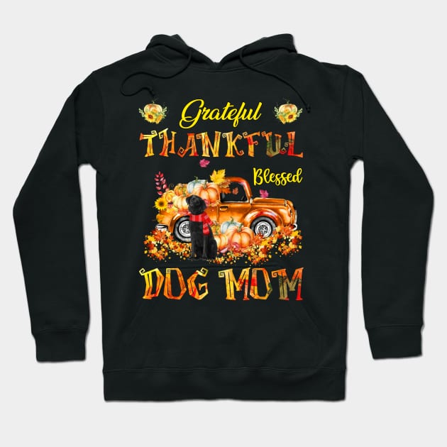 Black Labrador Pumpkin Thankful Grateful Blessed Dog Mom Hoodie by Benko Clarence